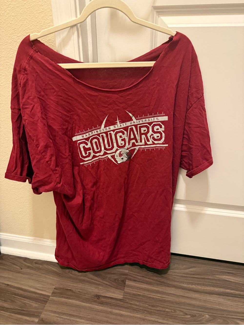 Washington State Cougars Off-Shoulder Tee in Cardinal